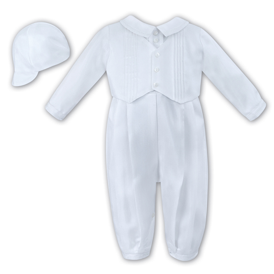 Sarah Louise Boys Christening Romper & Hat 2217